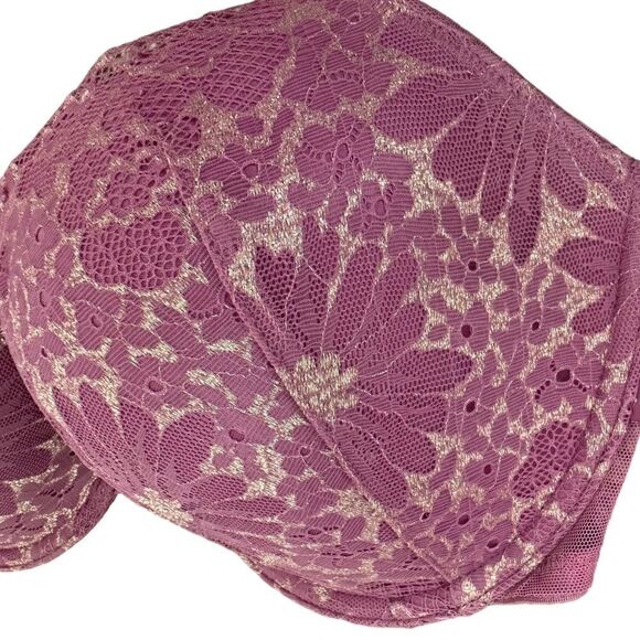 Victoria Secret Pink Lace Padded Sexy Floral Lingerie Bra - Picture 3 of 5